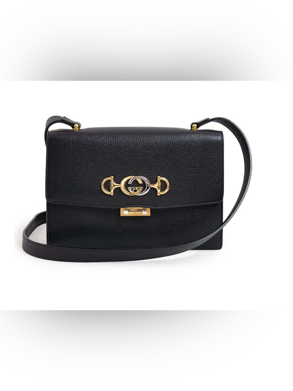 Gucci Black Leather Shoulder Bag with Gold Hardware